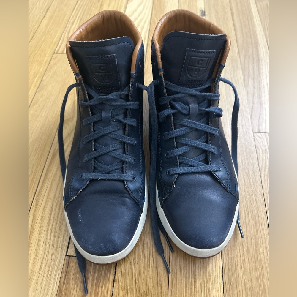 Cole Haan Men’s Grand Grandprø High Top Sneaker 8 Blue Leather
